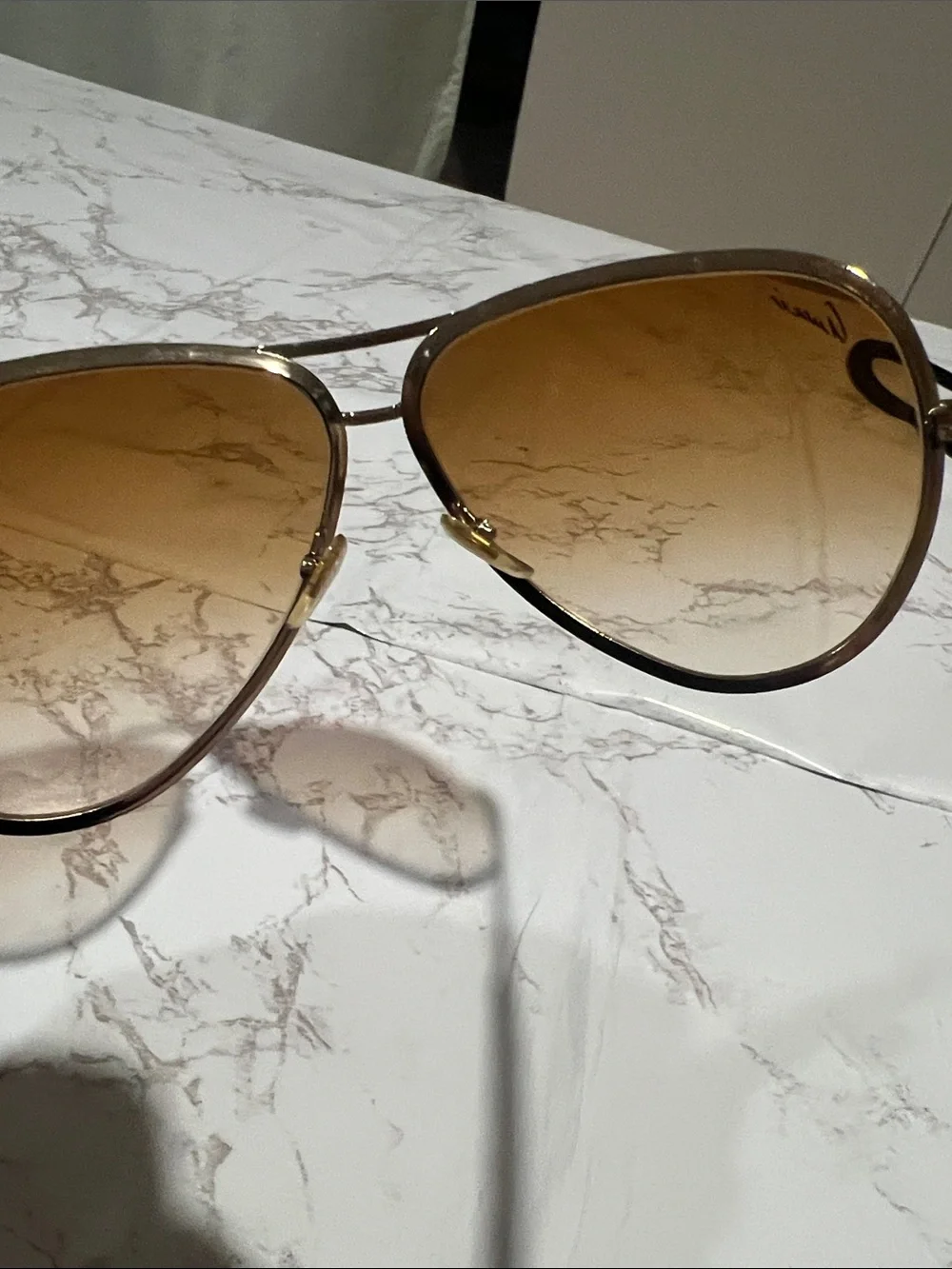 Gucci Aviator Metal Sunglasses with Brown Gradient Lenses